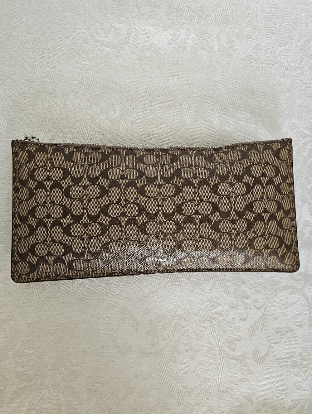 Coach Signature Brown and Tan Zip Pouch/Coated Canvas - Unused, Clean